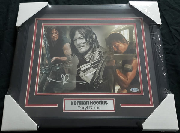 NORMAN REEDUS Signed 11x14 Photo FRAMED Daryl Dixon Walking Dead BAS BECKETT COA - HorrorAutographs.com