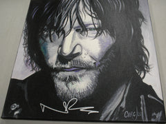 NORMAN REEDUS Signed Original Canvas Painting Daryl Dixon The Walking Dead RARE D