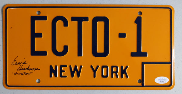Ernie HUDSON Signed Ecto-1 License Plate Ghostbusters Winston Inscription BAS JSA COA