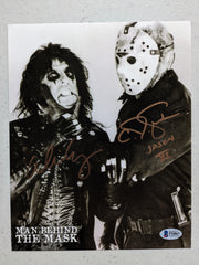 ALICE COOPER & CJ GRAHAM Dual Signed Man Behind the Mask 8X10 Photo Friday the 13th BECKETT BAS COA C