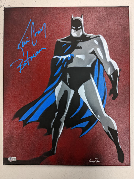 Something a bit different here. I painted over a picture of a young Kevin Conroy in the style of the 1970s batsuit. . #batman #brucewayne…