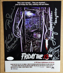 Victor MILLER Adrienne KING Tom SAVINI & Harry MANFREDINI 4x Cast Signed Friday the 13th 8x10 Photo