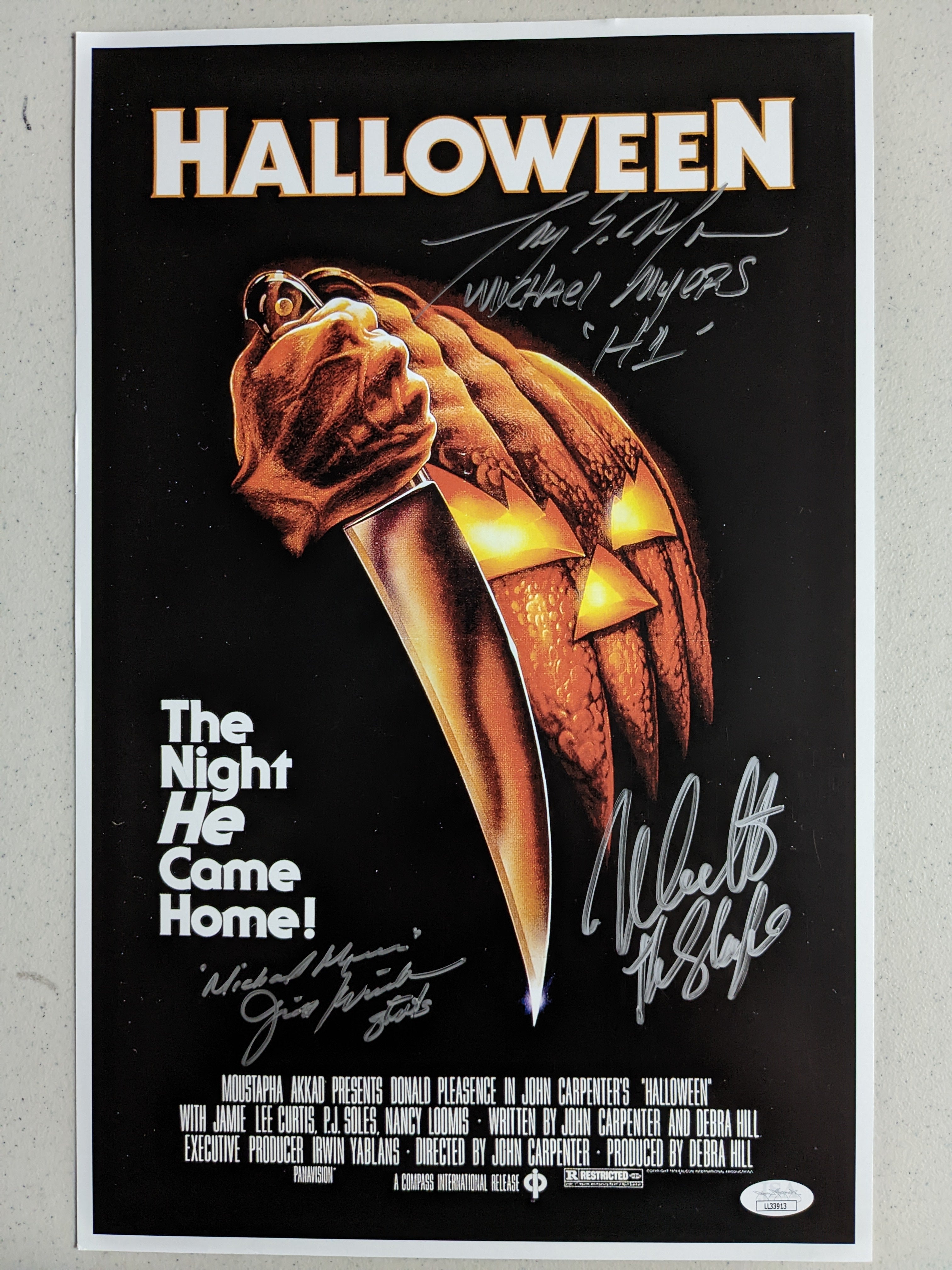 Rare 11x17 Triple Signed Halloween Poster - Castle, Moran, Winburn
