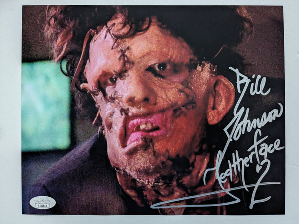 BILL JOHNSON Signed 8X10 Photo LEATHERFACE TEXAS CHAINSAW MASSACRE 2 JSA COA