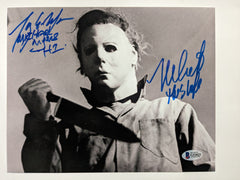 2X Michael Myers NICK CASTLE & TONY MORAN Signed HALLOWEEN 8x10 Photo BAS COA B