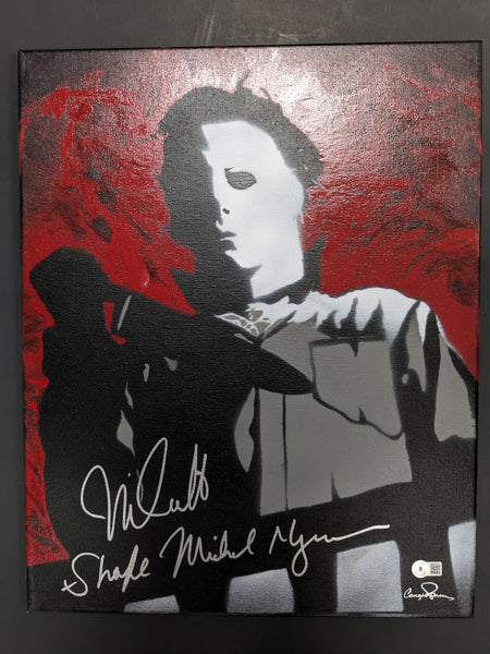 NICK CASTLE Signed Halloween Original POP ART PAINTING Autograph Red Michael Myers The Shape Beckett BAS QR