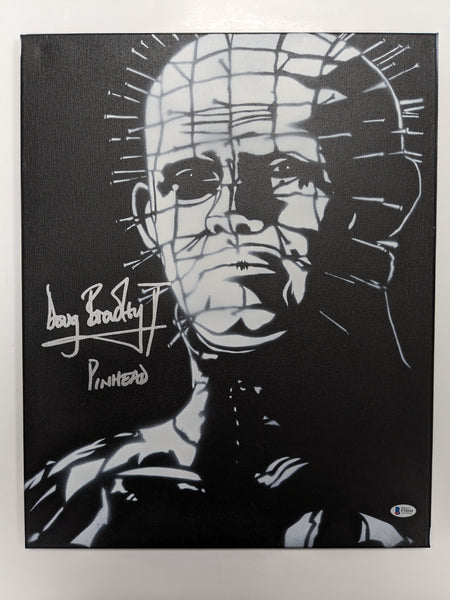 DOUG BRADLEY Signed PINHEAD Original POP ART PAINTING Autograph HELLRAISER RARE - HorrorAutographs.com