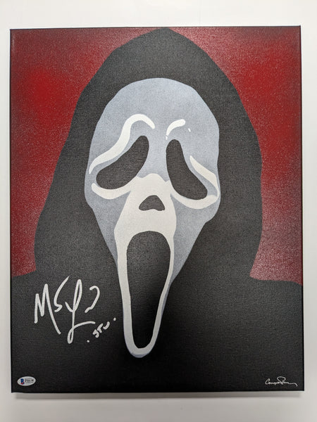 MATTHEW LILLARD Signed Original POP ART PAINTING Autograph Ghostface Scream Rare BAS Beckett COA - HorrorAutographs.com