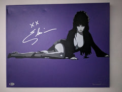 ELVIRA Signed Original POP ART PAINTING Autograph Mistress of the Dark RARE Beckett BAS COA purple