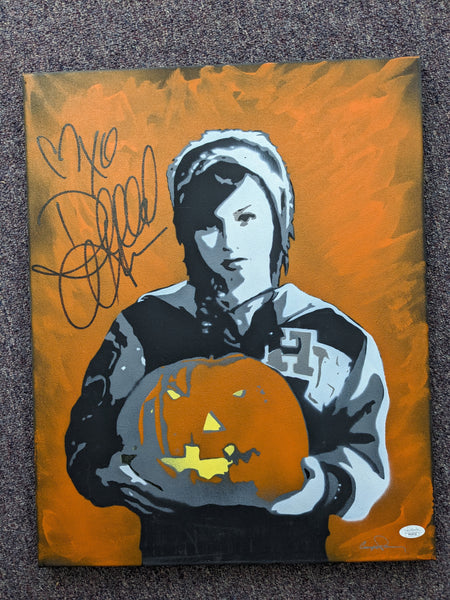 DANIELLE HARRIS Signed Halloween Original POP ART PAINTING Autograph Michael Myers JSA COA