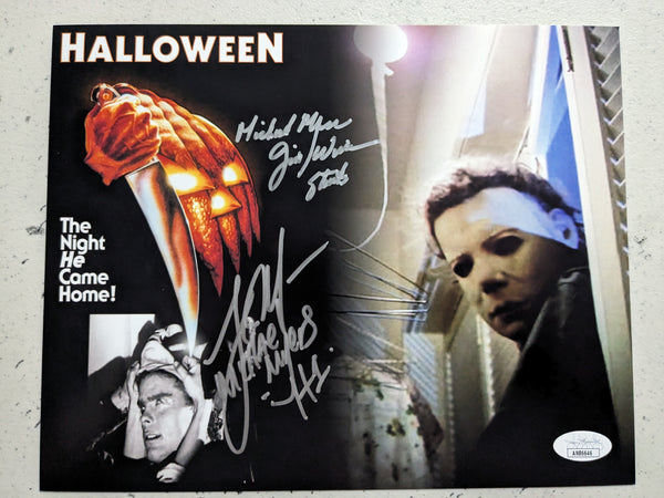 TONY MORAN & JIM WINBURN Signed HALLOWEEN 8x10 Photo MICHAEL MYERS BAS JSA COA - HorrorAutographs.com