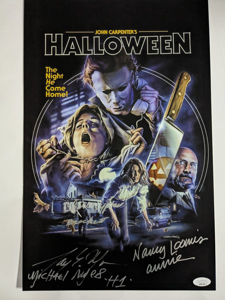 TONY MORAN - NANCY LOOMIS HALLOWEEN Signed 11x17 Poster Autograph JSA COA