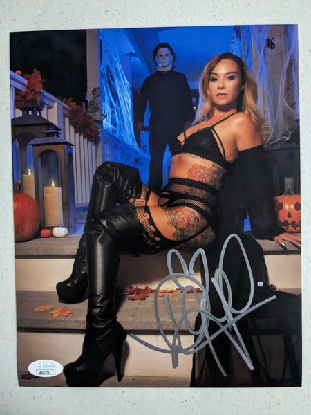 DANIELLE HARRIS Signed 8x10 Photo Halloween Autograph Scream Queen JSA COA R