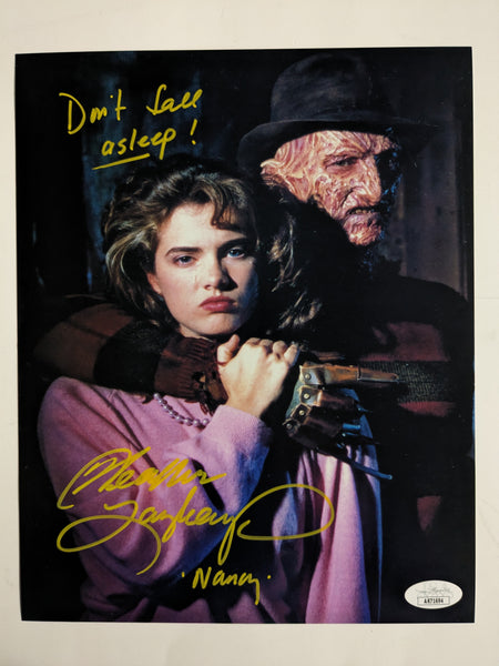 HEATHER LANGENKAMP Signed Nightmare on Elm Street 8x10 Photo Nancy Autograph Inscription JSA COA Cy