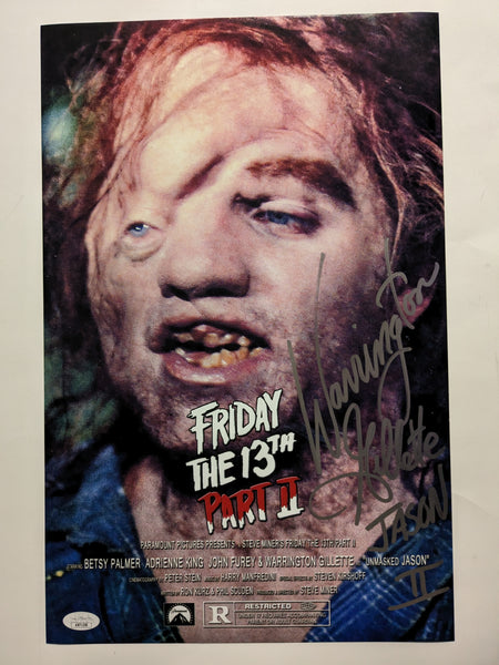 WARRINGTON GILLETTE Signed Friday the 13th Part 2 11x17 Movie Poster Autograph Auto Jason Voorhees JSA COA X
