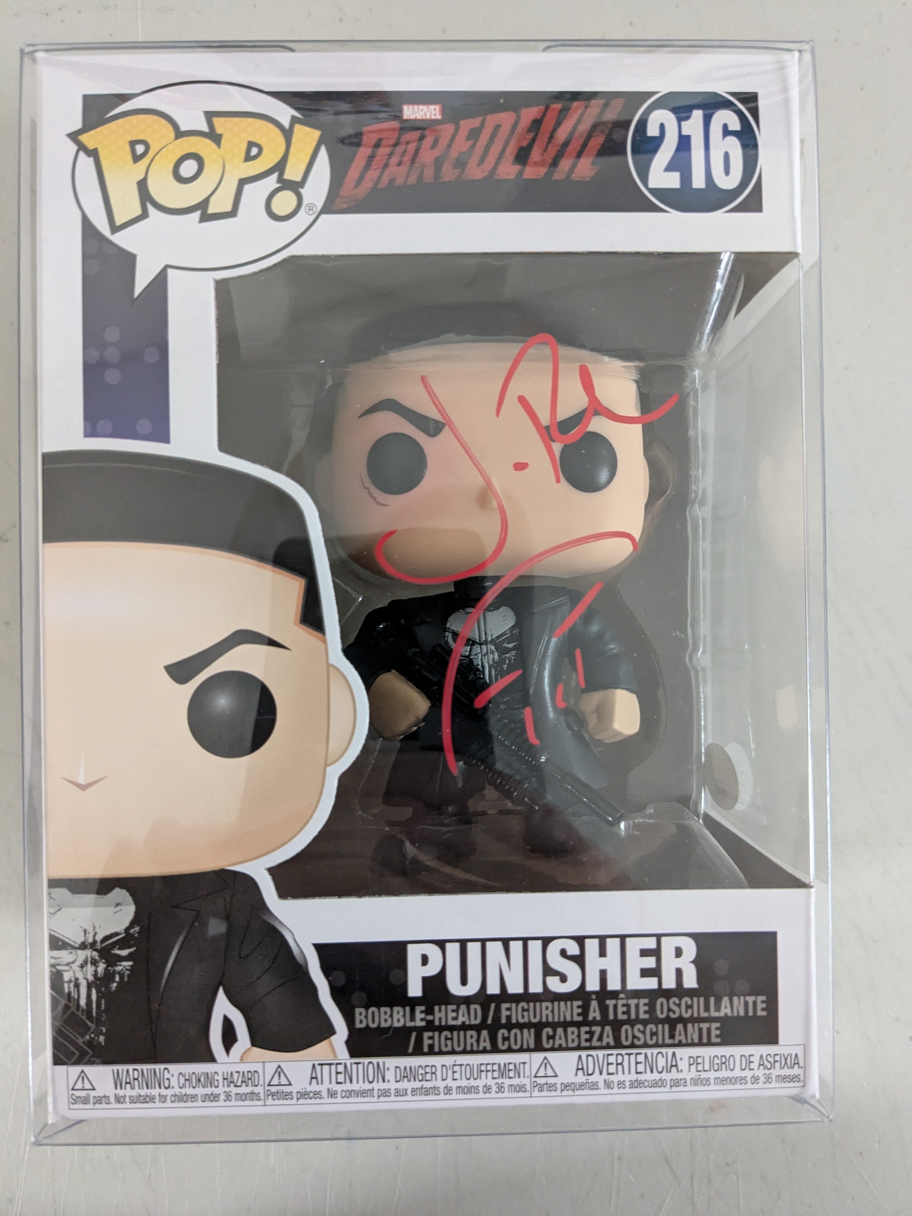 JON BERNTHAL Signed The Punisher FUNKO POP w/ SKETCH JSA Red
