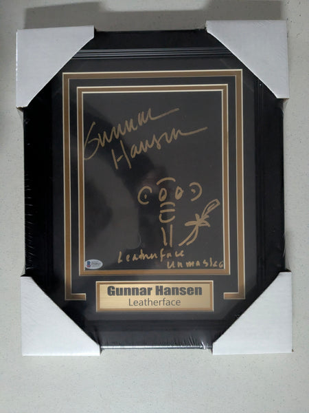 GUNNAR HANSEN Signed ~ 8x10 Drawing FRAMED Leatherface Texas Chainsaw Massacre Autograph BAS COA A - HorrorAutographs.com