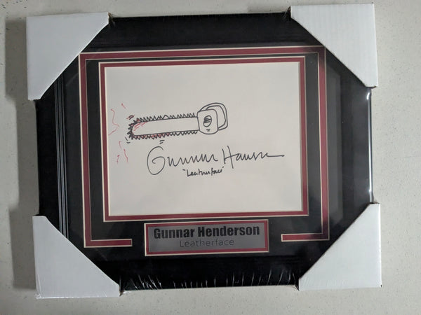 GUNNAR HANSEN Signed ~ 8x10 Drawing FRAMED Leatherface Texas Chainsaw Massacre Autograph BAS COA B - HorrorAutographs.com