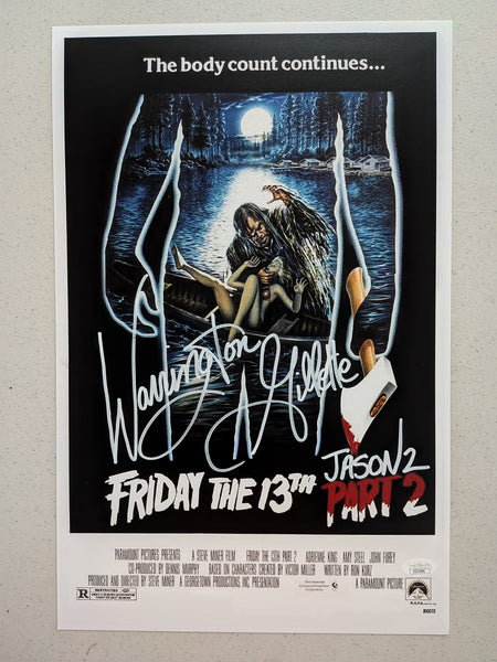WARRINGTON GILLETTE Signed Friday the 13th Part 2 11x17 Movie Poster JSA COA Z