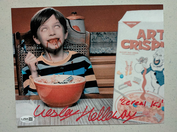 WESLEY HOLLOWAY Signed 8x10 PHOTO TERRIFIER Cereal Kid JSA COA Ar - HorrorAutographs.com