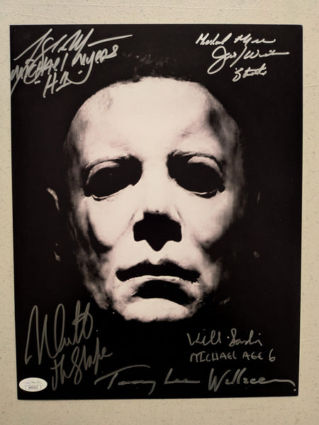 CASTLE MORAN WINBURN WALLACE SANDIN 5x Signed HALLOWEEN 8x10 Photo JSA COA - HorrorAutographs.com