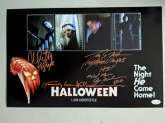 NICK CASTLE TONY MORAN JIM WINBURN TOMMY LEE WALLACE 4x Signed HALLOWEEN 10x13 Photo JSA COA