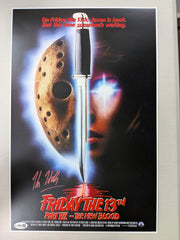 KANE HODDER Signed 11x17 New Blood Poster Jason Voorhees Friday 13th Part 7 JSA QR Z