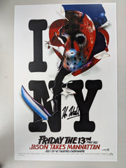 KANE HODDER Signed 11x17 Jason Takes Manhattan Poster Jason Voorhees Friday 13th Part 8 JSA COA B