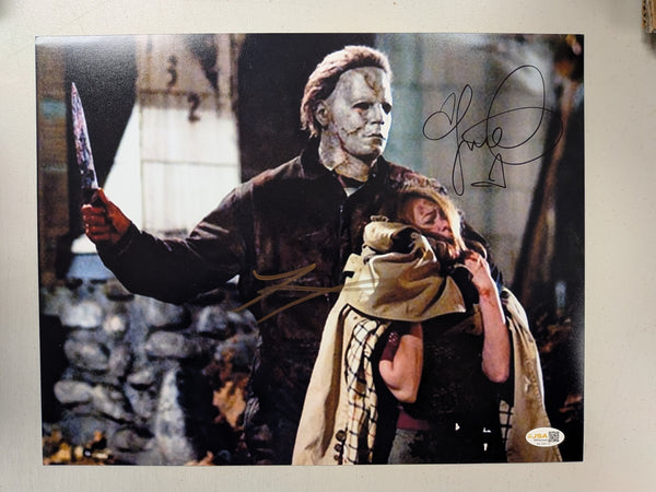 Tyler MANE Scout Taylor COMPTON 2x Signed 11x14 Photo Michael Myers Halloween JSA - HorrorAutographs.com