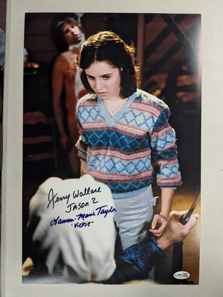 Jerry WALLACE Lauren Marie TAYLOR Signed 11x14 Photo Friday the 13th Jason 2 JSA COA - HorrorAutographs.com