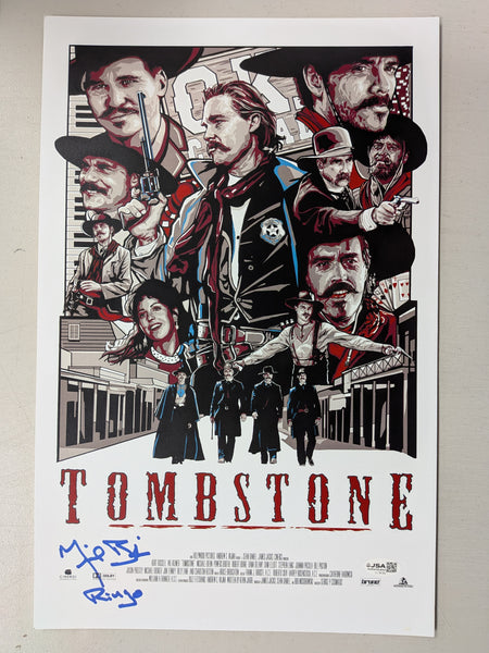 MICHAEL BIEHN Signed TOMBSTONE 11x17 Movie Poster JOHNNY RINGO Inscription JSA COA - HorrorAutographs.com