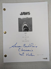 Susan Backlinie Signed Replica Jaws Movie Script Autograph Chrissie 1st Victim Inscription JSA COA