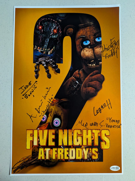 Kevin FOSTER Jade KINDAR-MARTIN Audrey LYNN-MARIE 5x Signed 11x17 PHOTO FNAF Five Nights at Freddy's 2 JSA (Copy) - HorrorAutographs.com