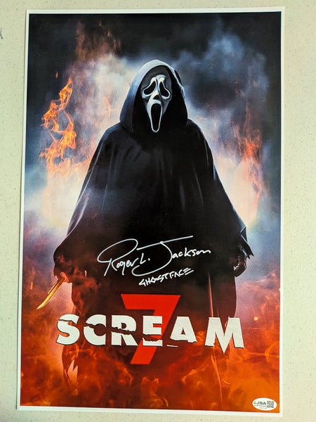 Roger JACKSON Signed SCREAM 7 11x17 Poster Voice of GHOSTFACE Autograph JSA COA A - HorrorAutographs.com