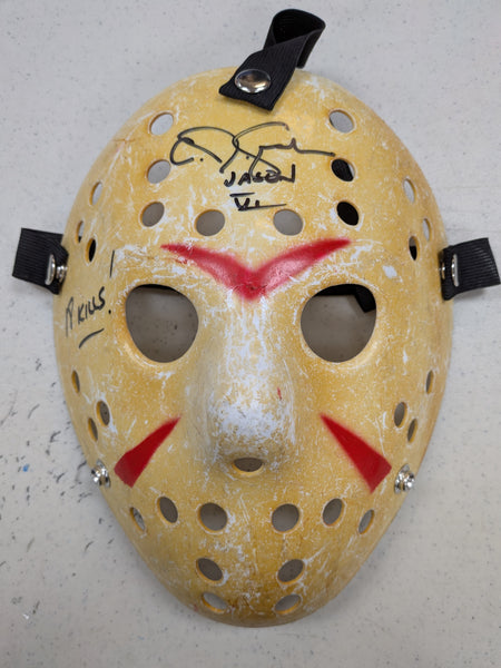 CJ GRAHAM Signed 18 KILLS Hockey MASK Jason Voorhees Friday the 13th Part 6 BAS QR - HorrorAutographs.com