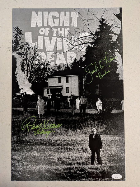 Judith O'DEA Russ STREINER 2x Signed Night of the Living Dead 11x17 Poster Inscription BAS JSA COA - HorrorAutographs.com