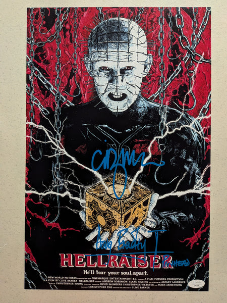 CLIVE BARKER & DOUG BRADLEY Signed Hellraiser Pinhead 11x17 Photo Autograph JSA COA Bbl