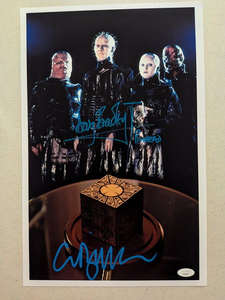 CLIVE BARKER & DOUG BRADLEY Signed Hellraiser Pinhead 11x17 Photo Autograph JSA COA C