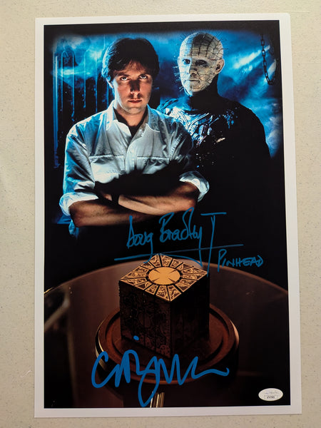 CLIVE BARKER & DOUG BRADLEY Signed Hellraiser Pinhead 11x17 Photo Autograph JSA COA D