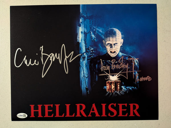 CLIVE BARKER & DOUG BRADLEY Signed Hellraiser Pinhead 11x14 Photo Autograph JSA COA B