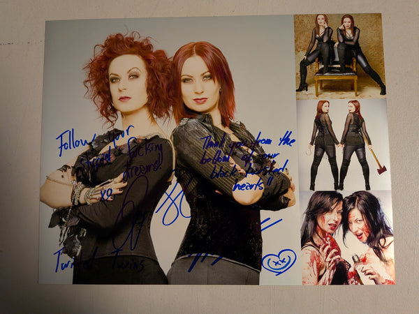 SOSKA Sisters 2x Signed 10x13 Photo Jen Sylvia Twisted Twins JSA COA - HorrorAutographs.com