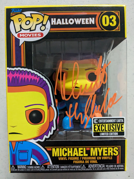 NICK CASTLE Signed Michael Myers FUNKO POP Blacklight Halloween THE SHAPE JSA COA - HorrorAutographs.com