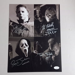 Kane HODDER Nick CASTLE JACKSON TODD Signed HORROR ICONs 10x13 Photo BAS JSA