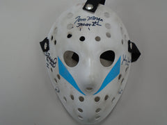 TOM MORGA JOHNNY HOCK DICK WIEAND 3X Signed Hockey MASK Jason Voorhees Friday the 13th Part 5 BAS JSA COA A