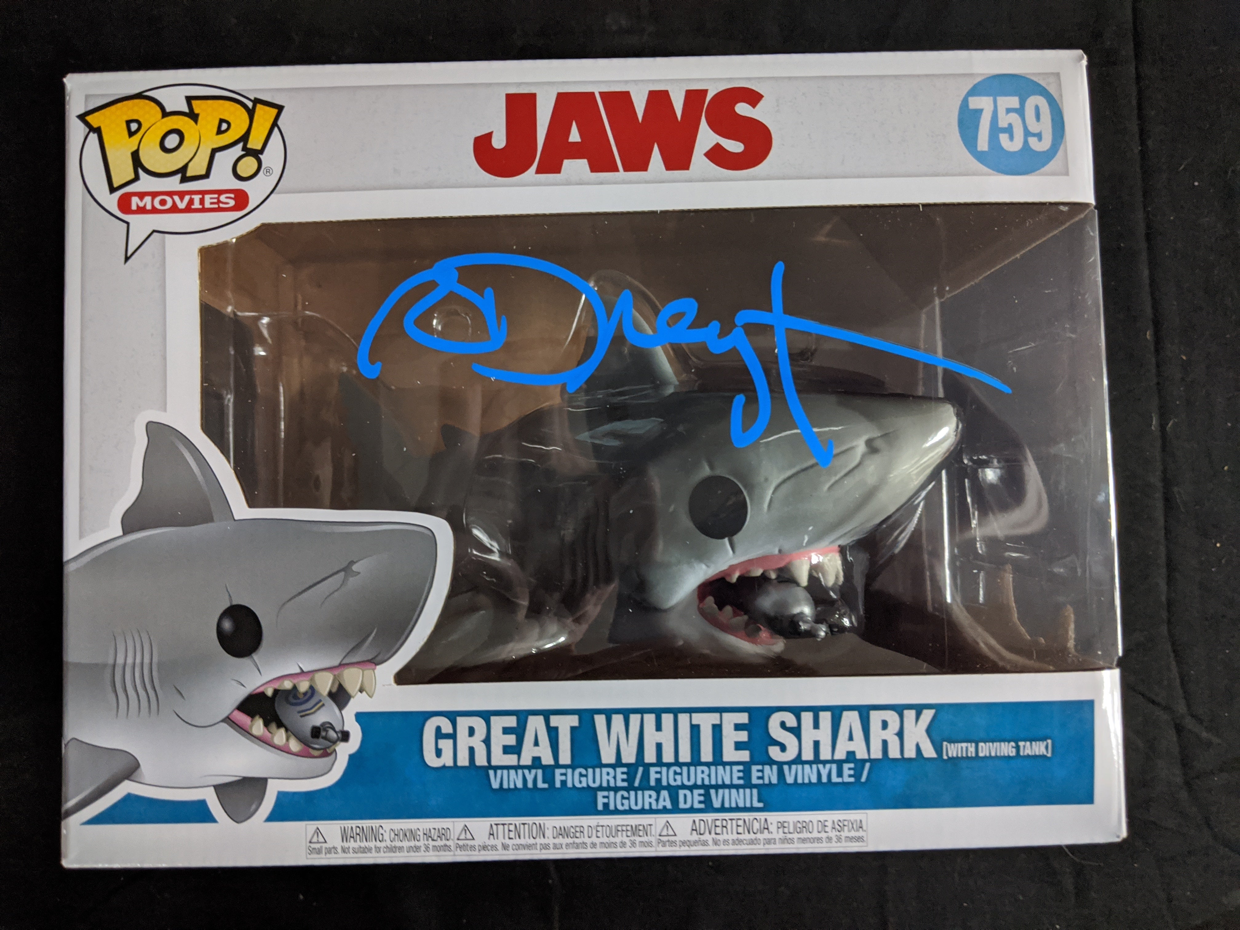 Jaws Funko Pop Shark RICHARD DREYFUSS Signed Bruce Shark W/ TANK