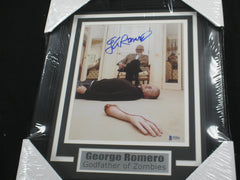 GEORGE ROMERO Signed 8x10 Photo FRAMED Zombie Movie Director Autograph BECKETT BAS COA B