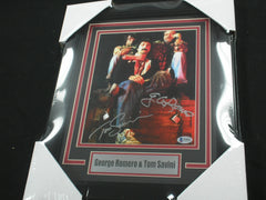 GEORGE ROMERO & TOM SAVINI Dual Signed 8x10 Photo FRAMED Autograph BECKETT BAS COA