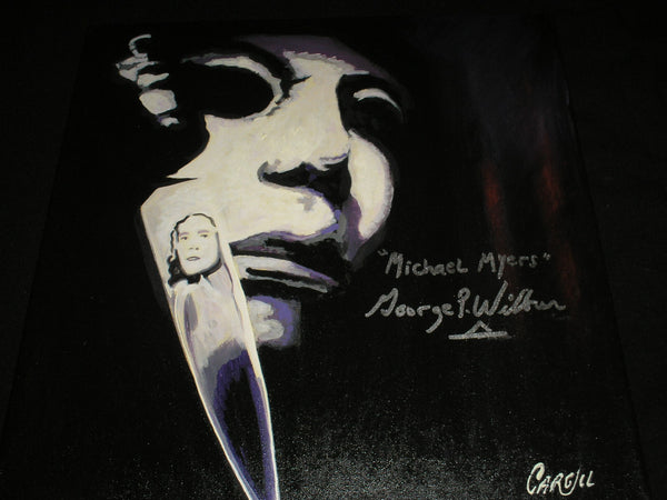 GEORGE WILBUR Signed Michael Myers ORIGINAL Art Painting Halloween Autograph C - HorrorAutographs.com
