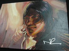 NORMAN REEDUS Signed Original Canvas Painting Daryl Dixon The Walking Dead RARE A
