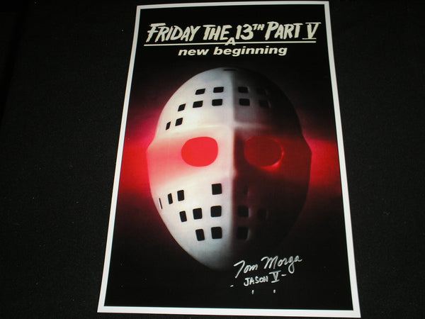 TOM MORGA Signed Friday the 13th Part 5 11x17 Movie Poster Autograph JASON VOORHEES - HorrorAutographs.com